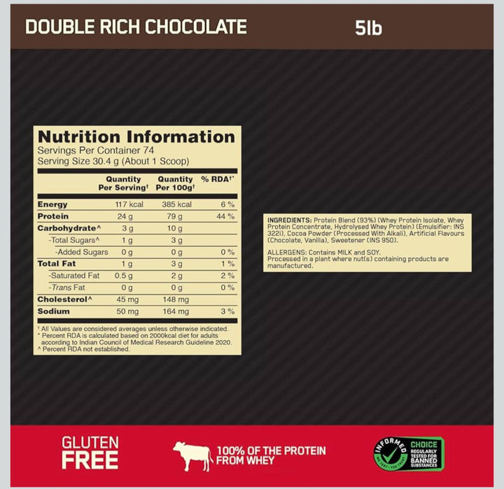 Optimum Nutrition (ON) Gold Standard 100% Whey Protein Powder 5 lbs, 2 ...